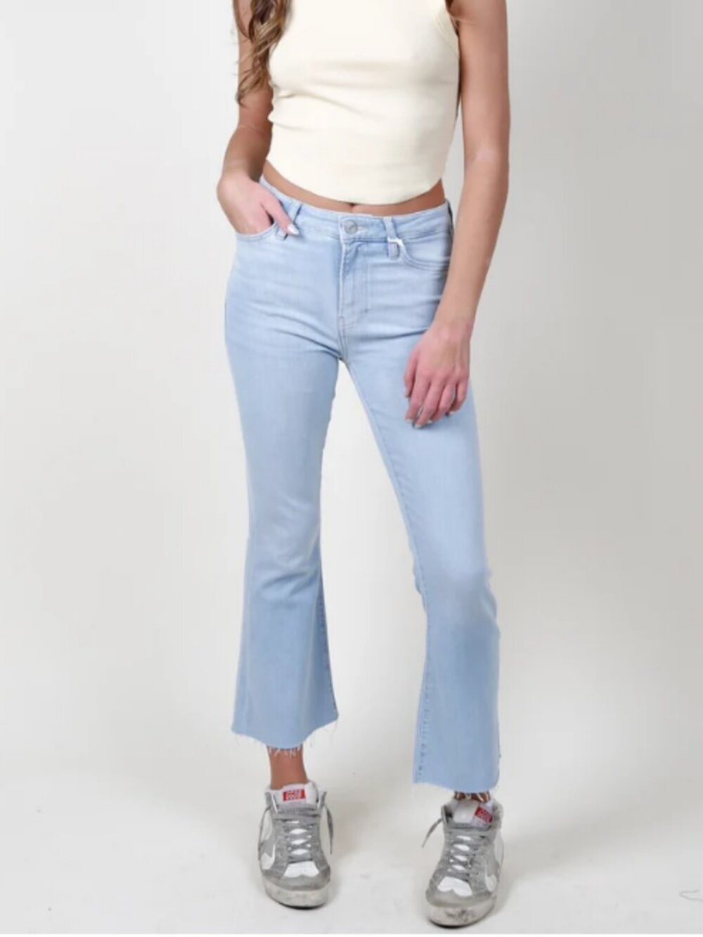 FRAME Denim Le Crop Mini Boot Frayed Raw Hem Jeans Brooklyn Wash 27